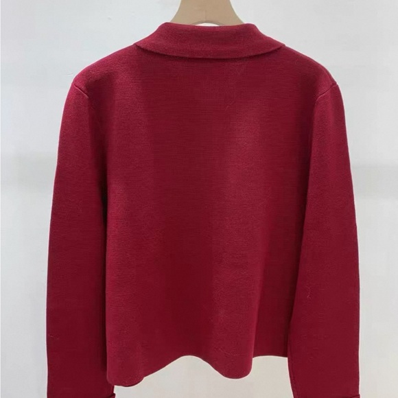 Sezane Women Betty Burgundy Wool Cardigan Jacket - Picture 5 of 6